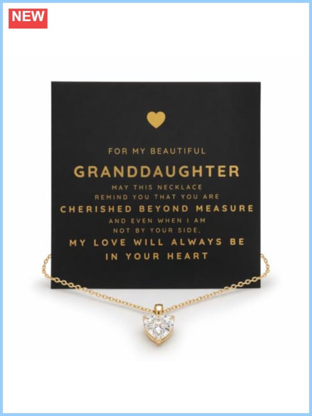 Granddaughter 14k Gold Plated Heart Necklace CZ Pendant Gift